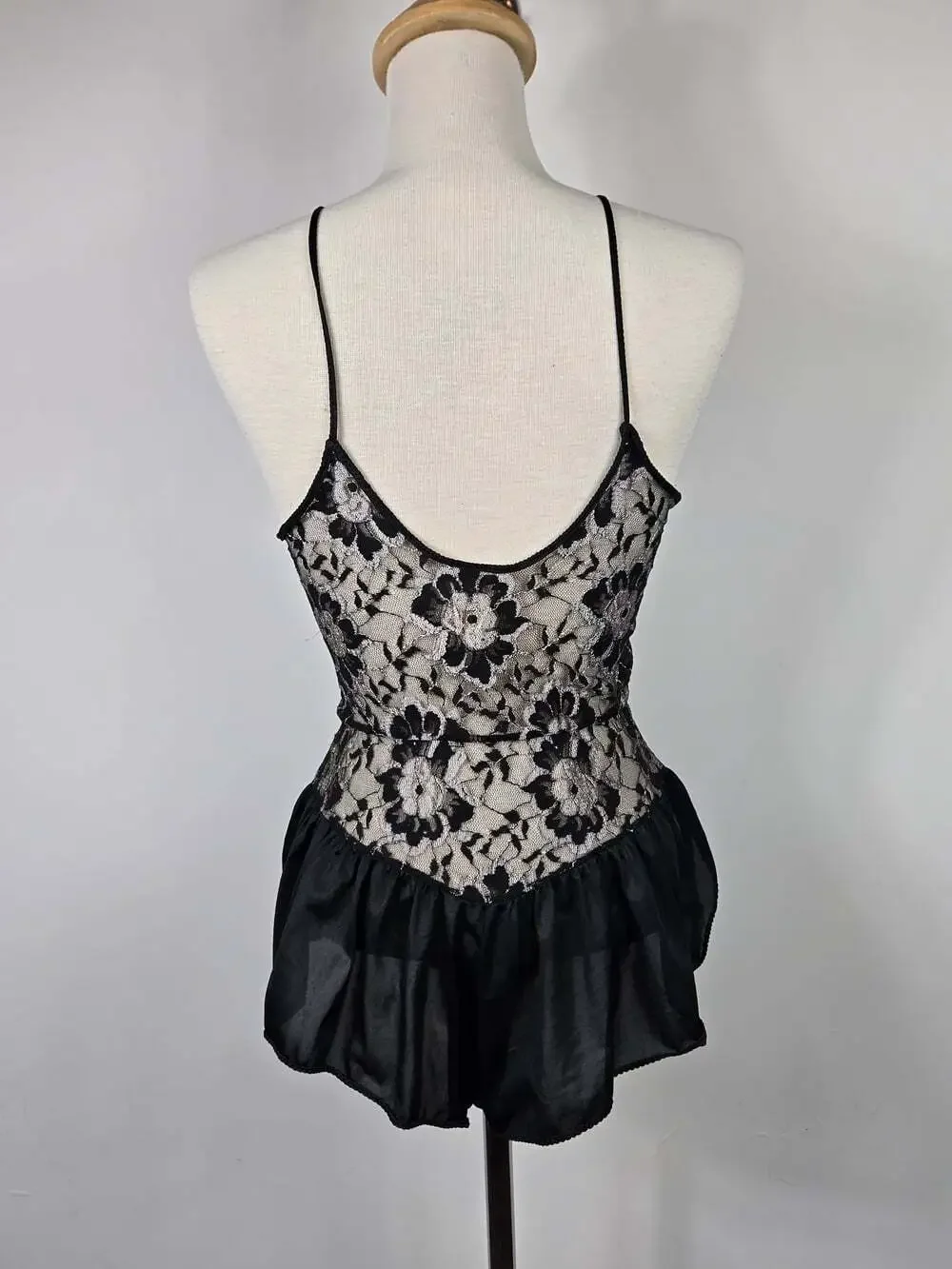 Vintage Undercover Wear Black Lace Teddy Romper Bodysuit Small Lingerie USA